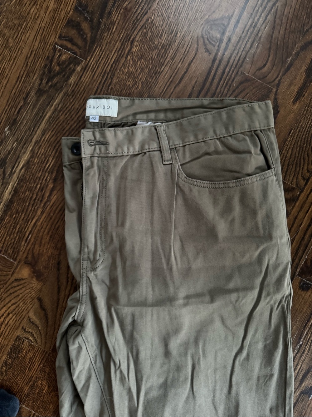 Dapper Boi Olive Slim Chino Pants Size 42